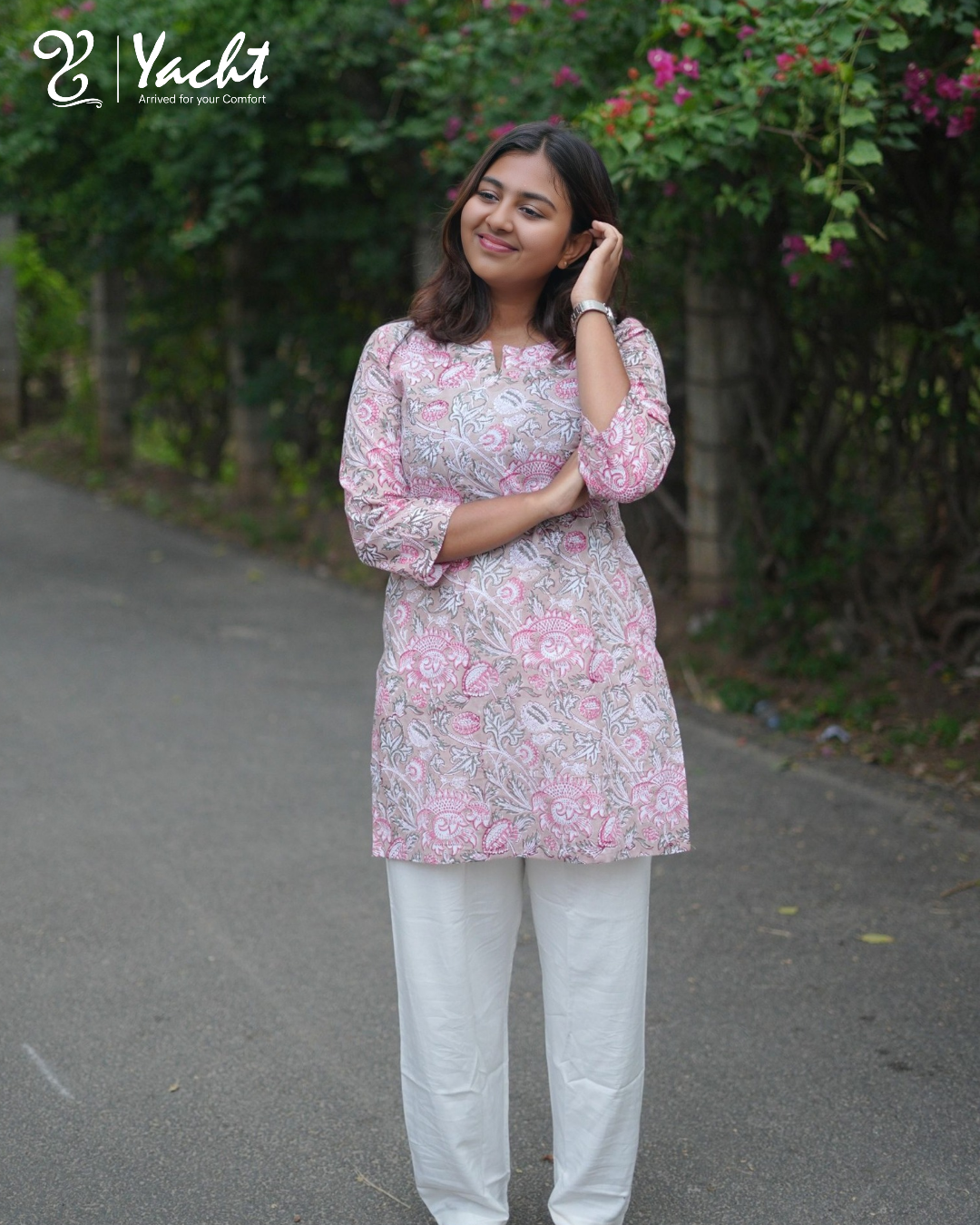 Blush Bloom Floral Cotton Kurti