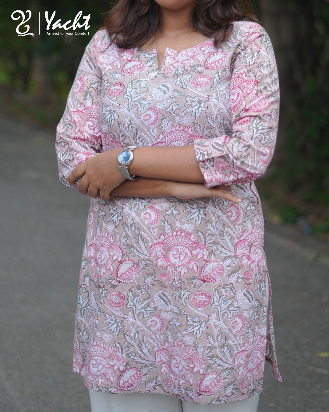 Blush Bloom Floral Cotton Kurti