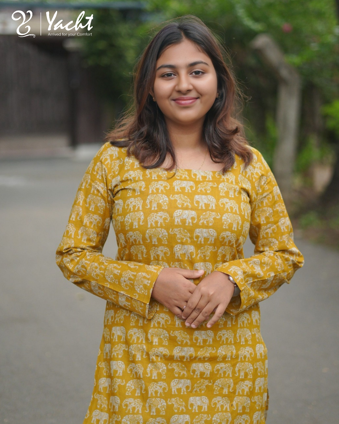 Mustard Heritage Elephant Print Kurti