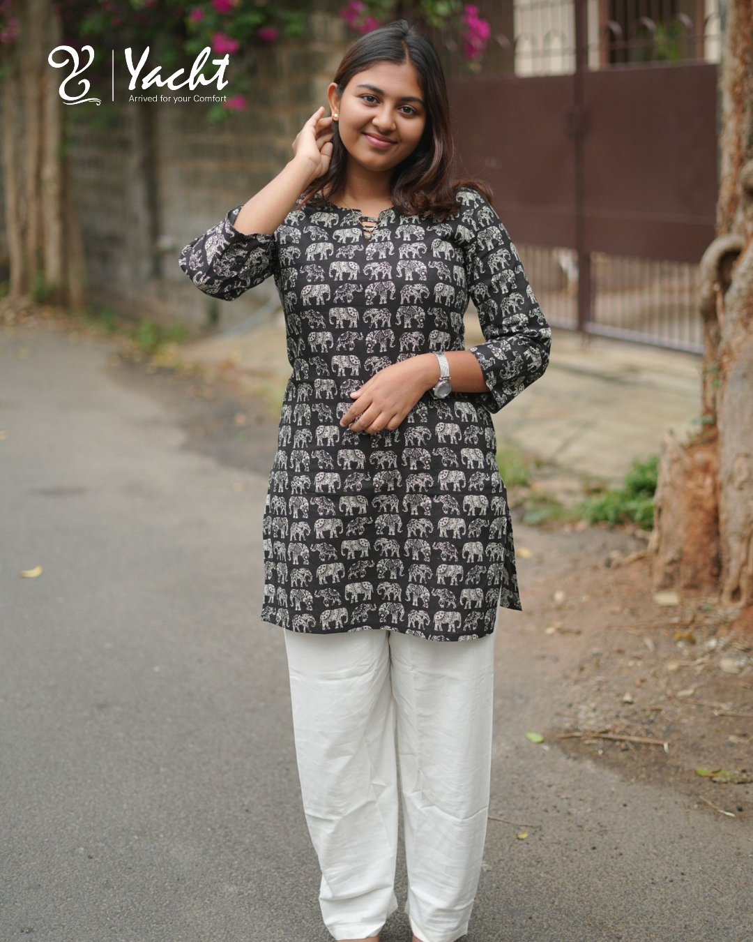 Midnight Heritage Elephant Print Kurti