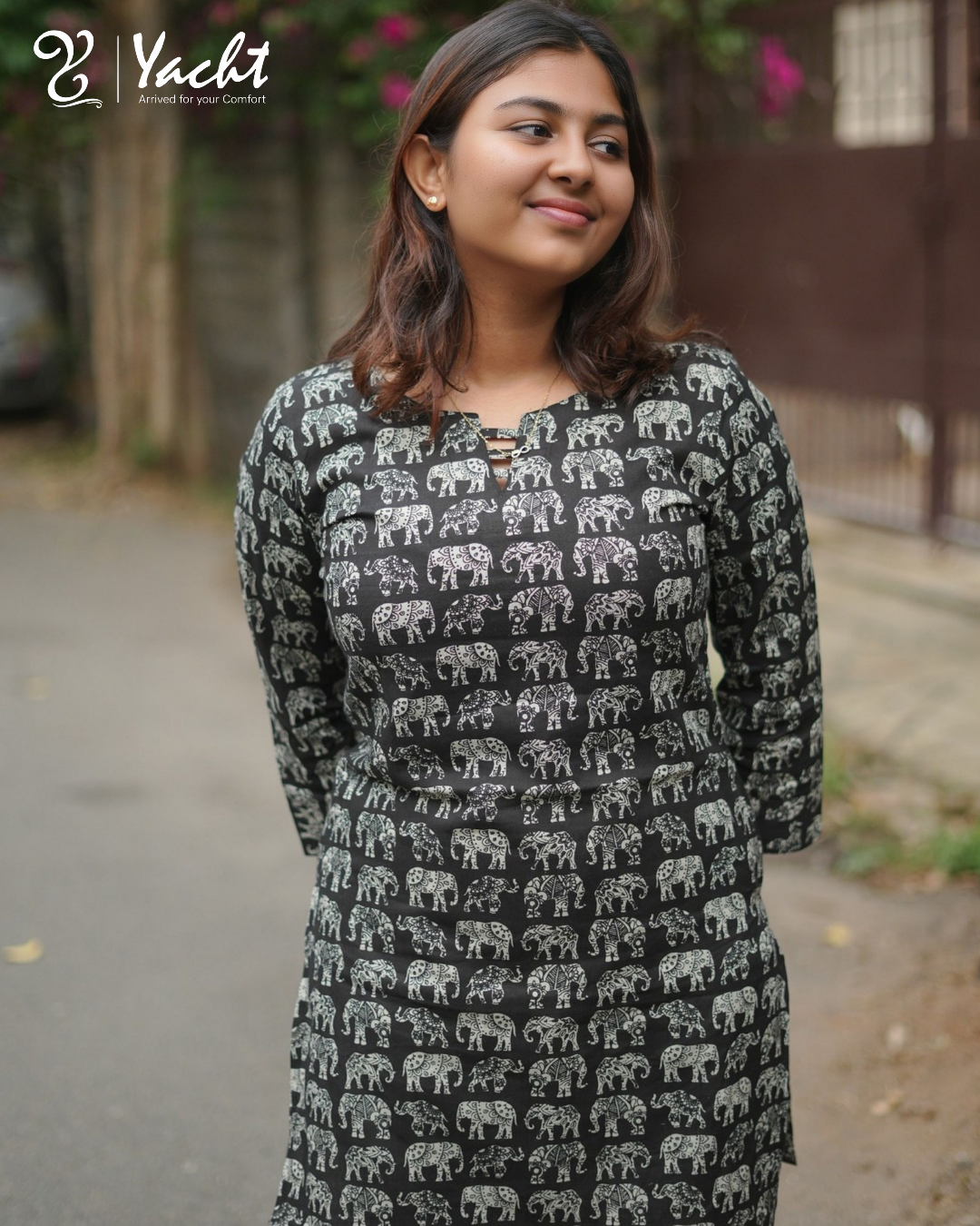 Midnight Heritage Elephant Print Kurti