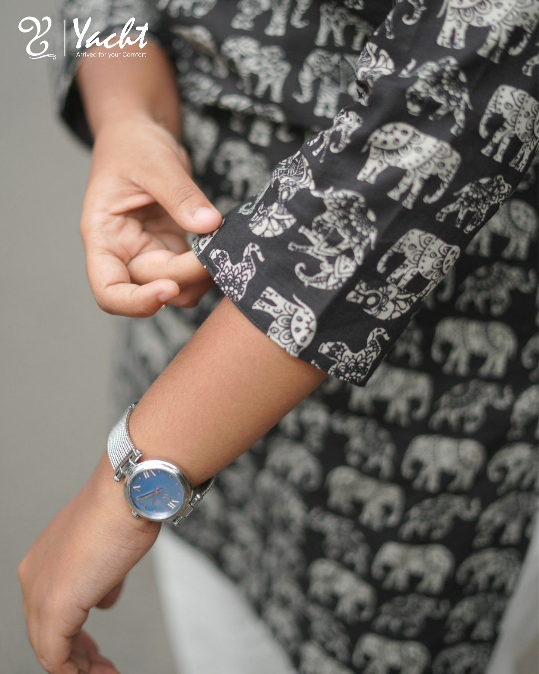 Midnight Heritage Elephant Print Kurti
