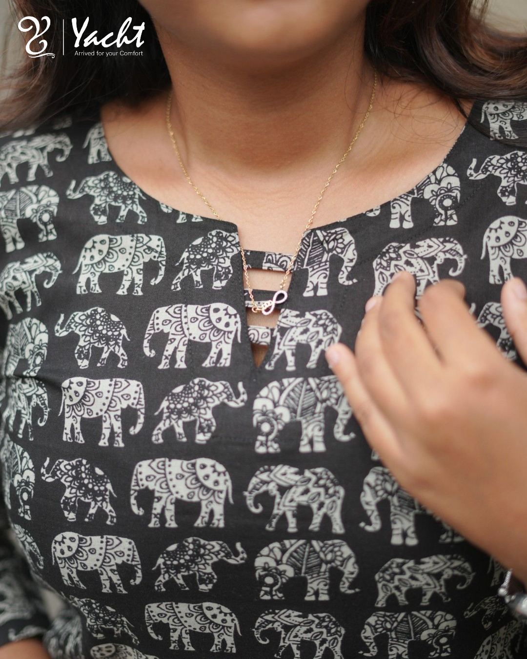 Midnight Heritage Elephant Print Kurti