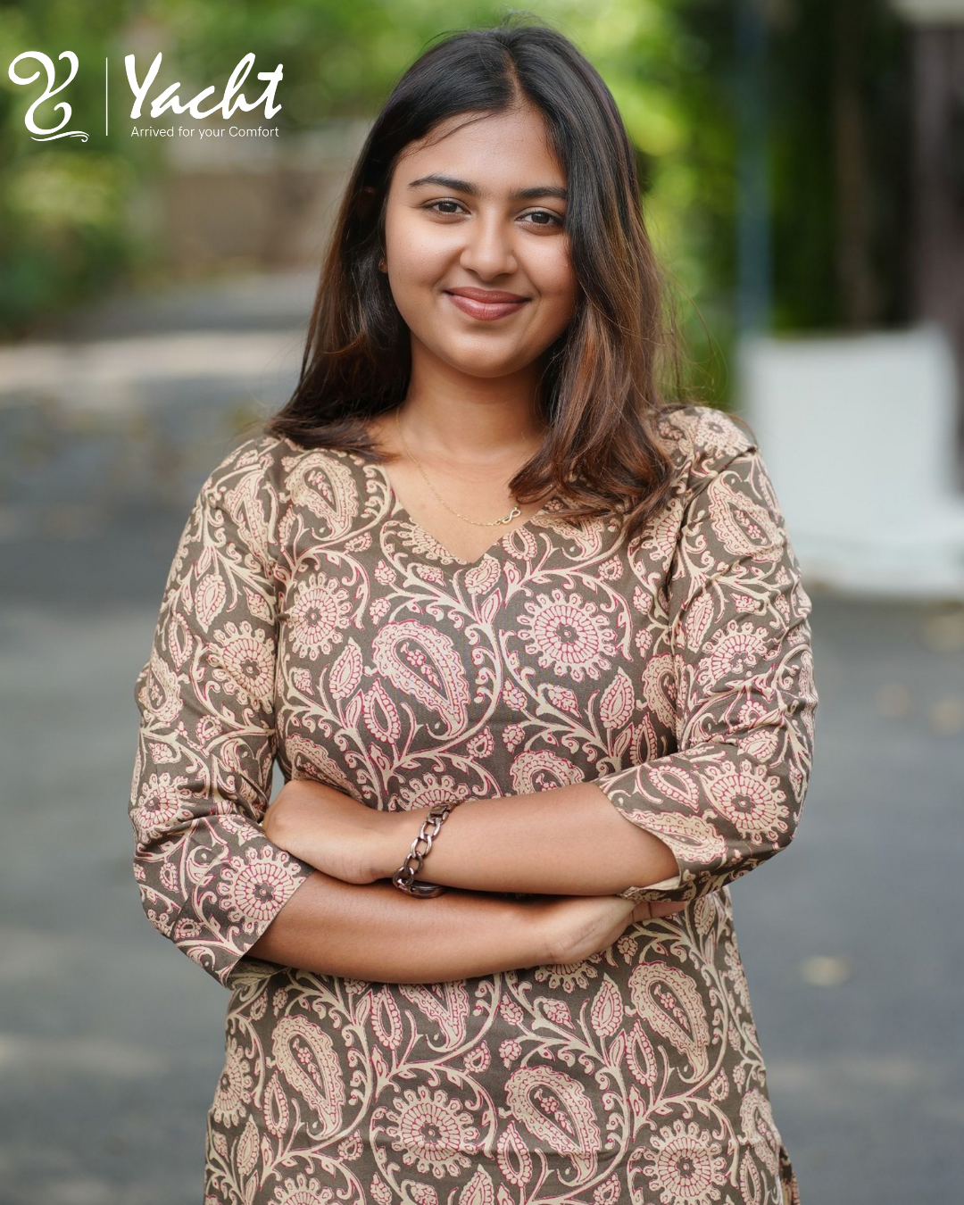 Khaki Green Kalamkari Cotton Kurti