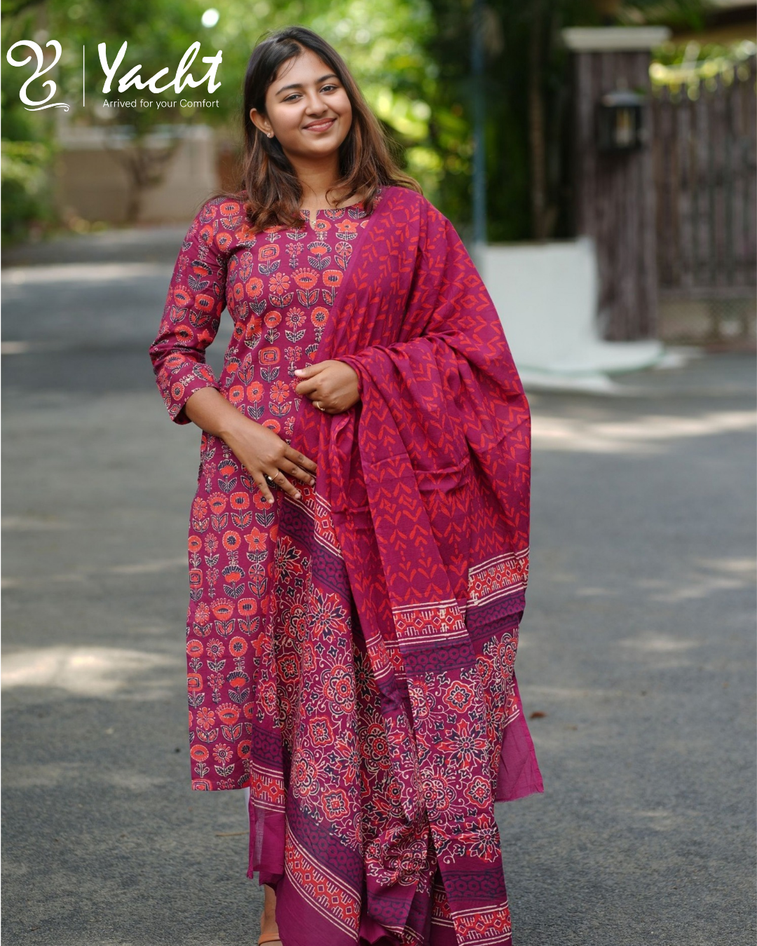 🤎❤💖 Rust Charm Cotton Top &  1 Dupatta Set