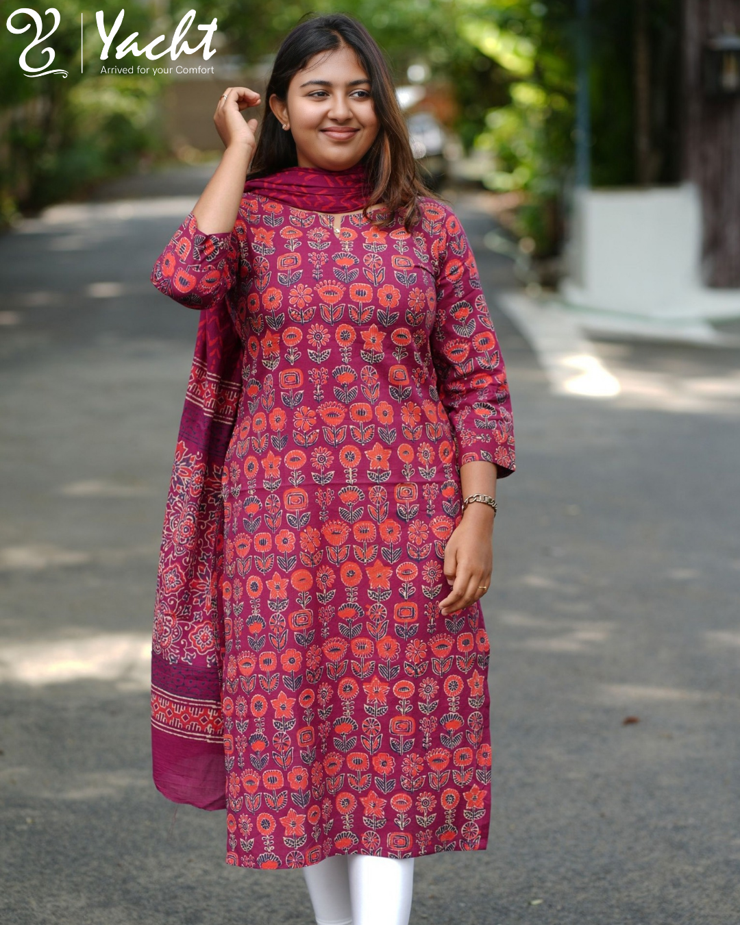 🤎❤💖 Rust Charm Cotton Top &  1 Dupatta Set
