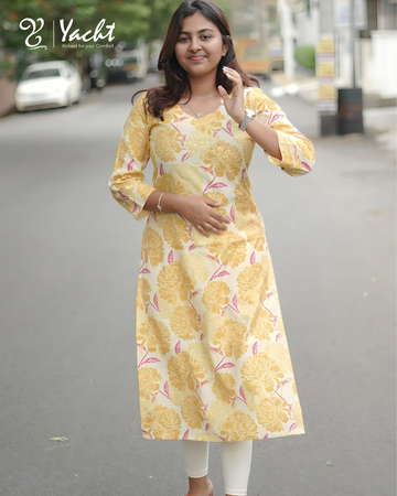 ✨ Golden Bloom Elegance Kurti ✨