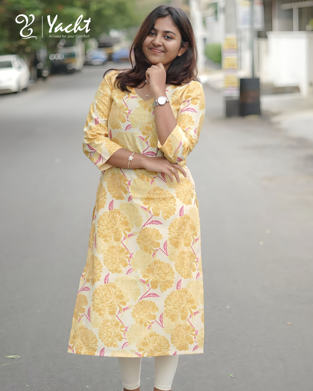 ✨ Golden Bloom Elegance Kurti ✨