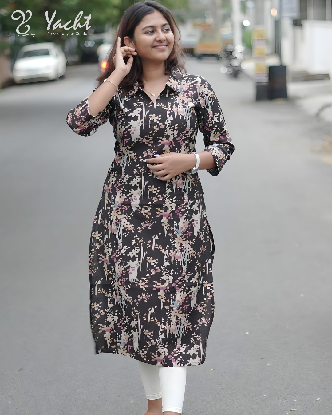 ✨ Midnight Floral Muse Kurti ✨