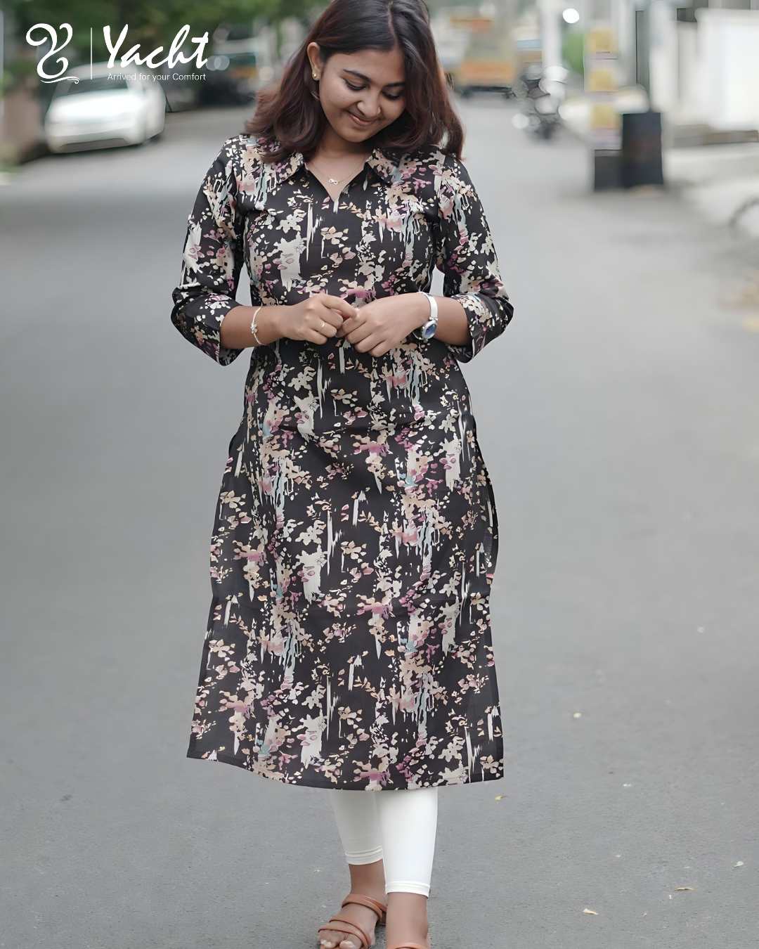 ✨ Midnight Floral Muse Kurti ✨