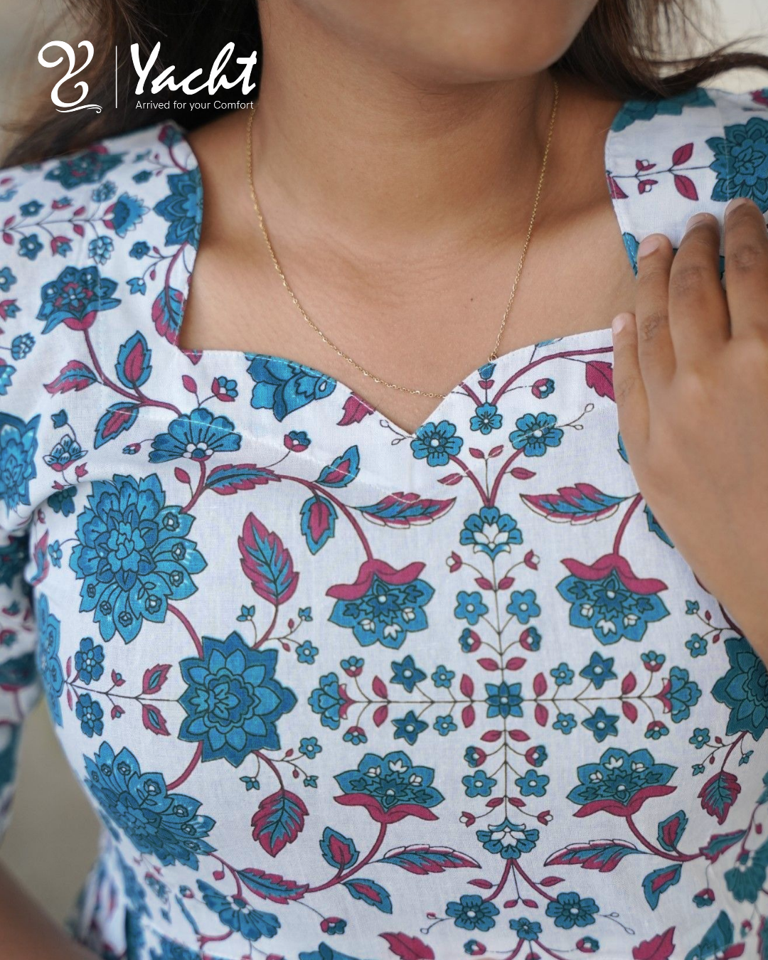 Blue botonical flowers maxi