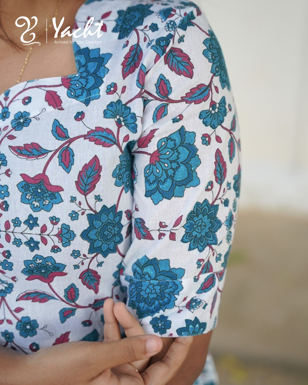 Blue botonical flowers maxi
