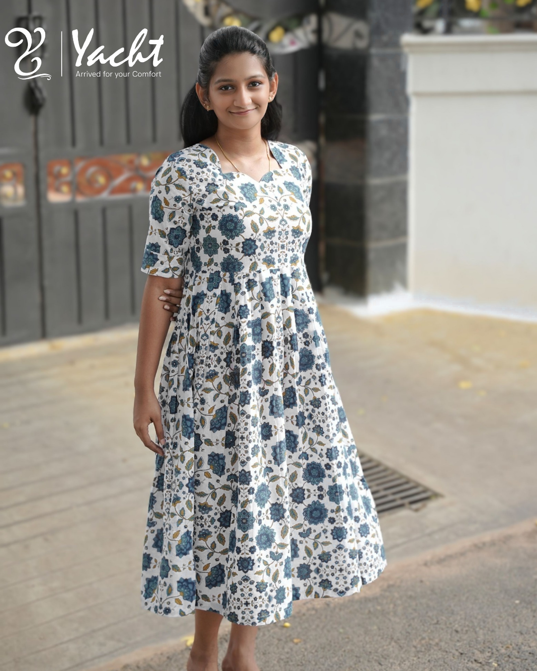 🌸 Grey Blossom Grace Maxi
