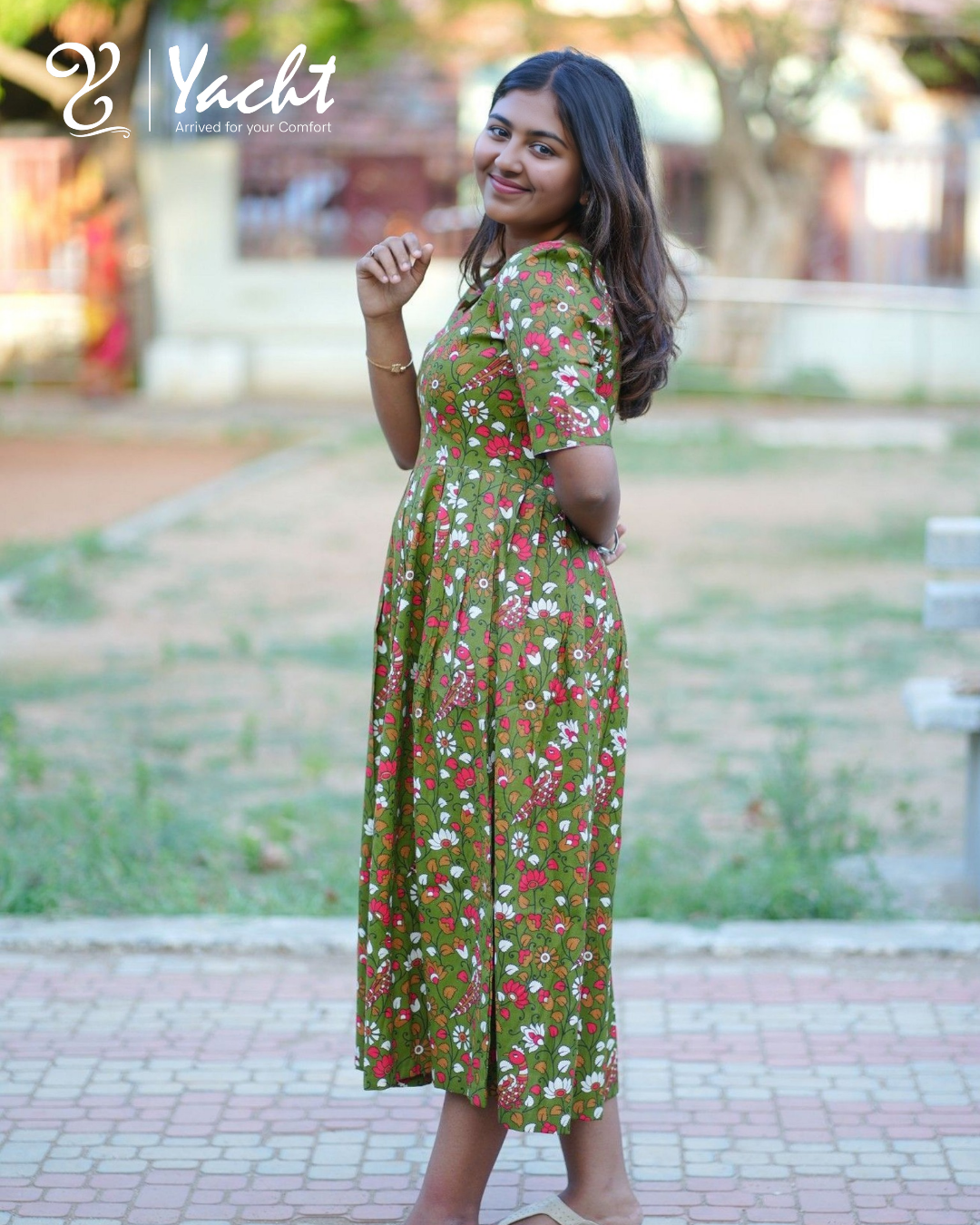 🌿 Peacock Bloom Printed Maxi