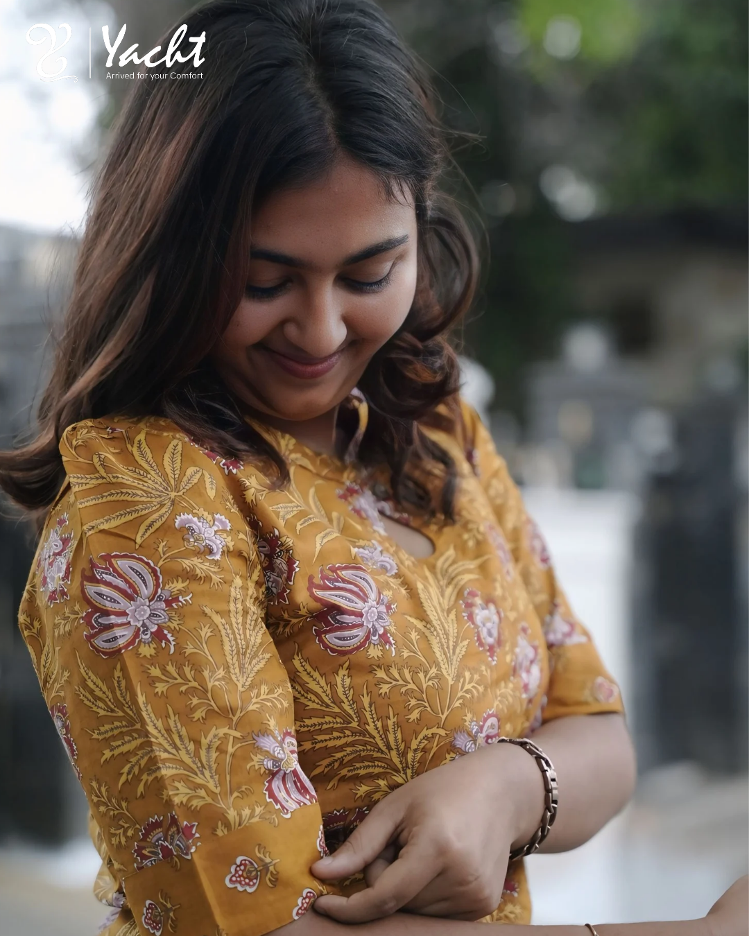 ✨ Golden Bloom Floral Kurti