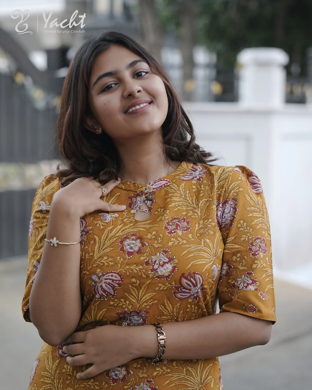 ✨ Golden Bloom Floral Kurti