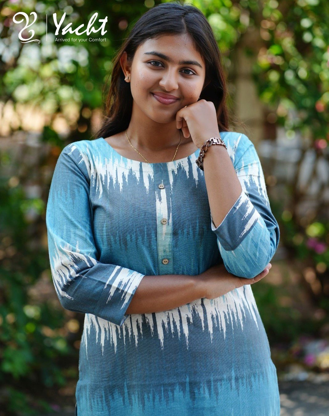 💙 Blue Pixel Charm Straight Kurti