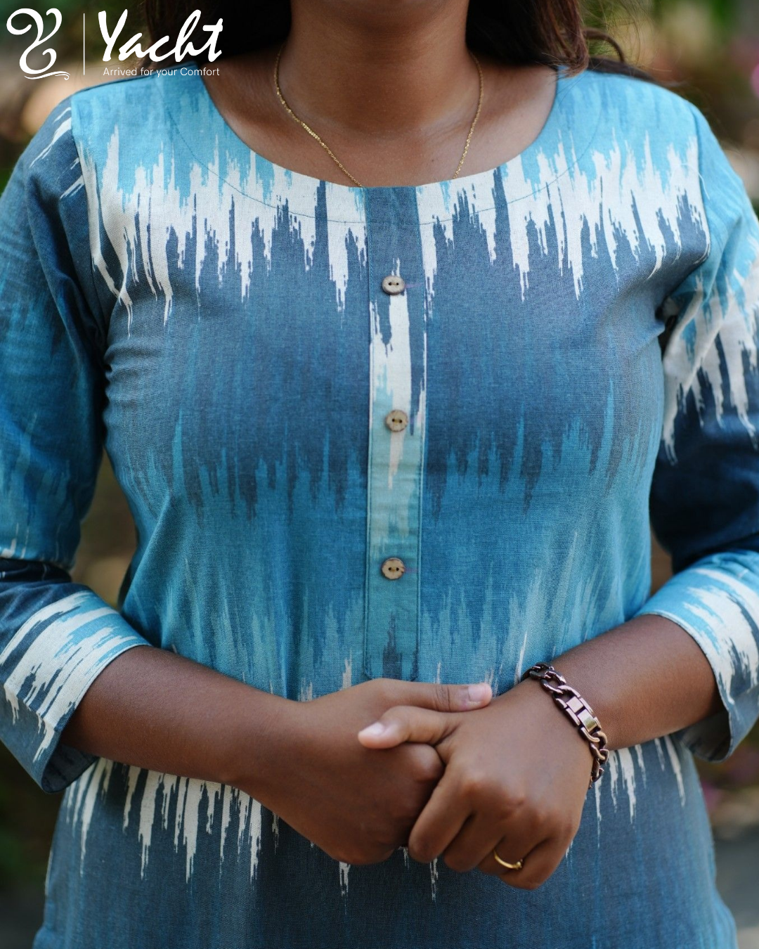 💙 Blue Pixel Charm Straight Kurti