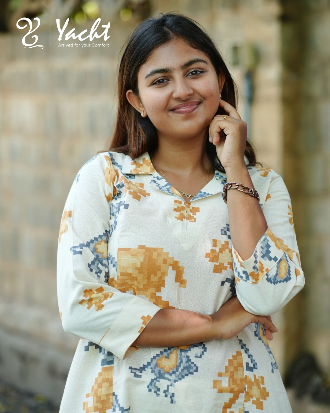 🤍 Pixel mustard white A-Line Kurti