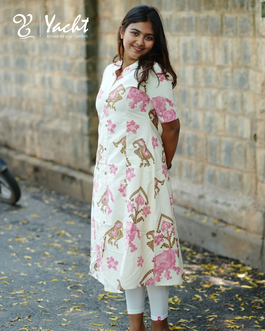 🤍 Pixel Pearl A-Line Kurti
