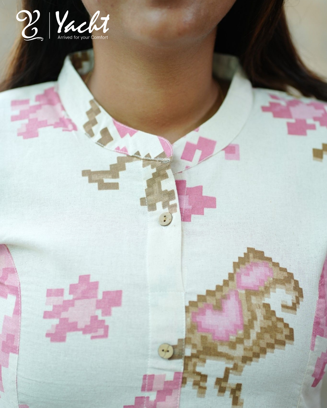 🤍 Pixel Pearl A-Line Kurti
