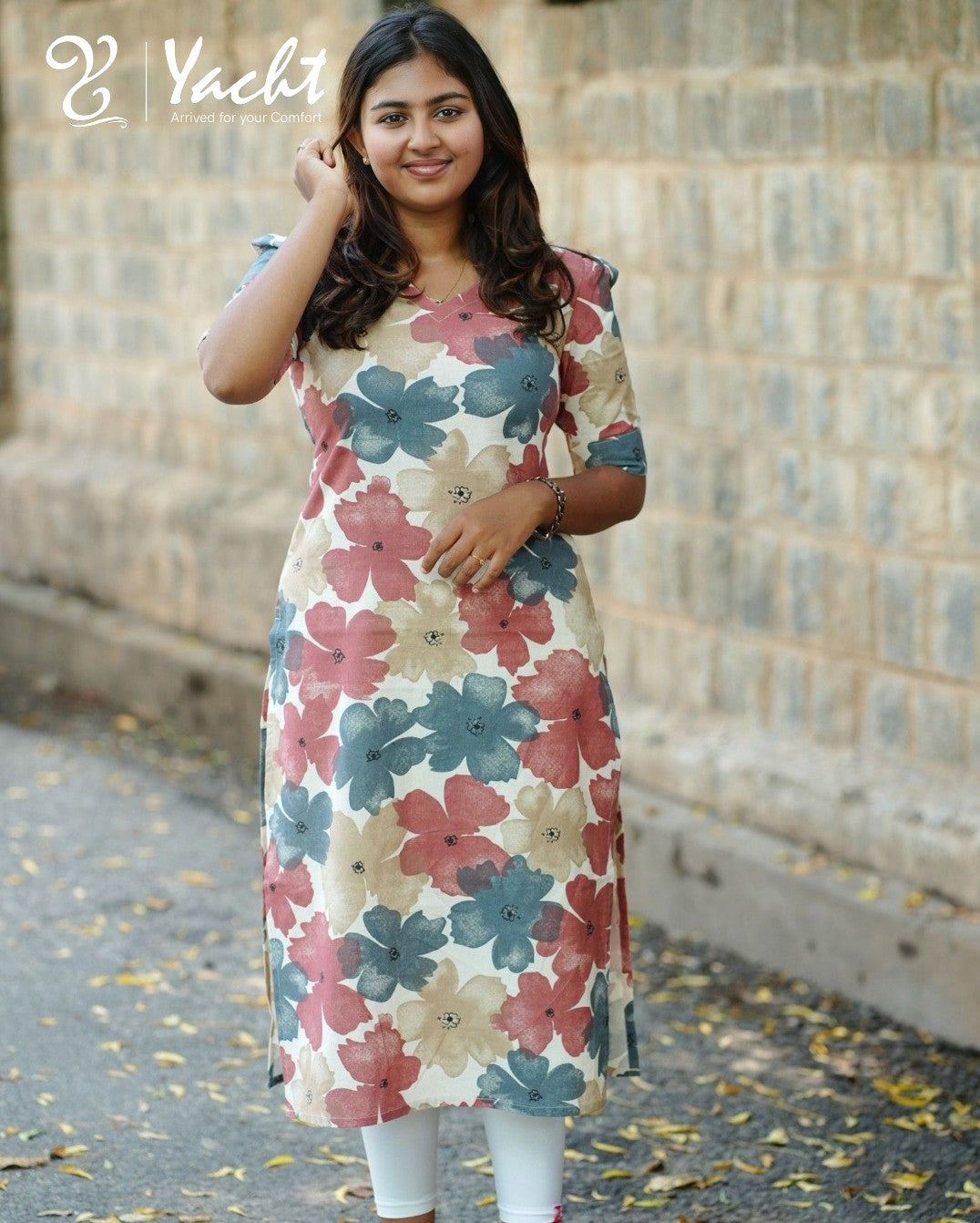 Floral Straight Cotton Kurti