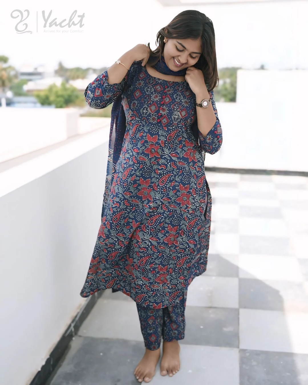 ✨ Royal Indigo Paisley Kurti Set