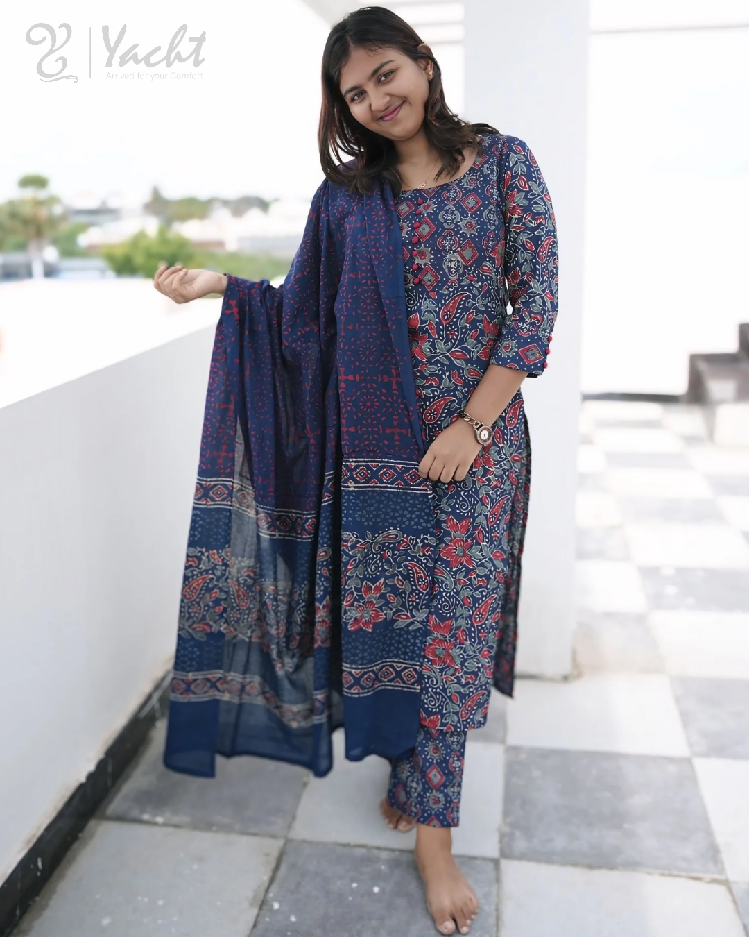 ✨ Royal Indigo Paisley Kurti Set