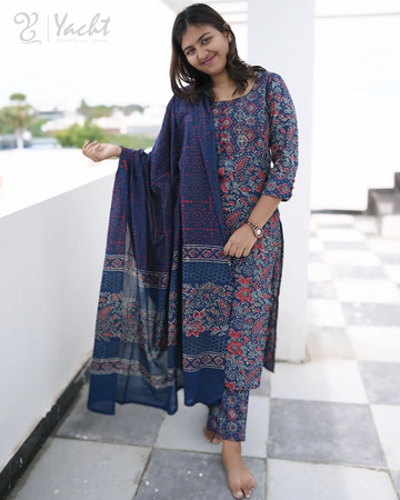 ✨ Royal Indigo Paisley Kurti Set