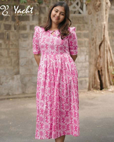 Pink Blossom Flare Maxi Dress