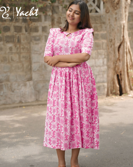 Pink Blossom Flare Maxi Dress