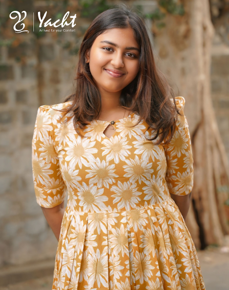 yellow Bloom Flared maxi Dress