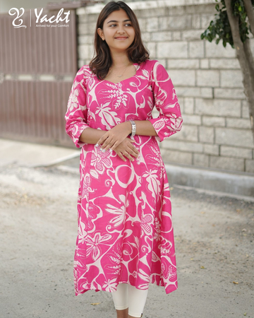 ✨ Pink Blossom Breeze Kurti