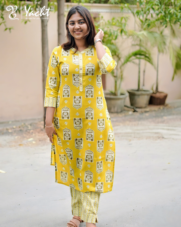 ✨ Golden Heritage Kurti Set