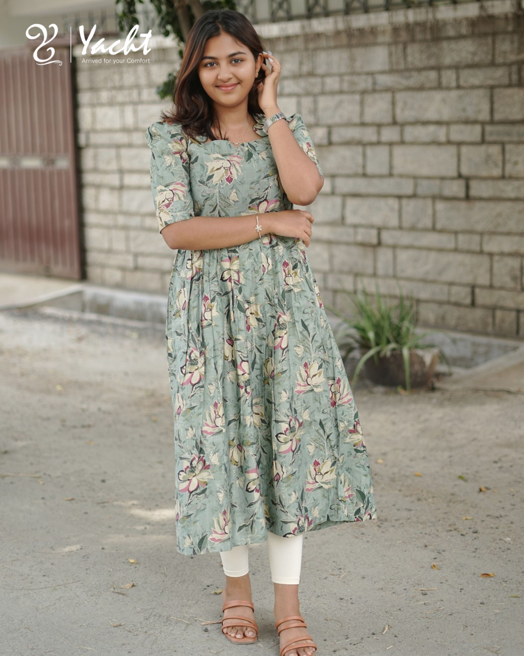 ✨ Sage Blossom Flare Kurti