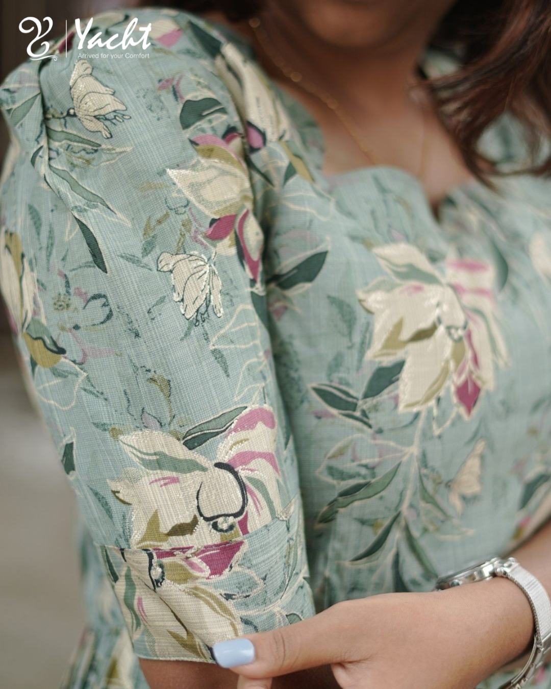 ✨ Sage Blossom Flare Kurti