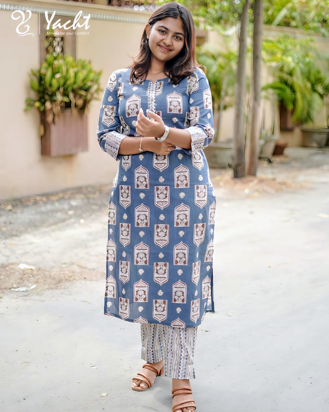 ✨ Slate Heritage Kurti Set