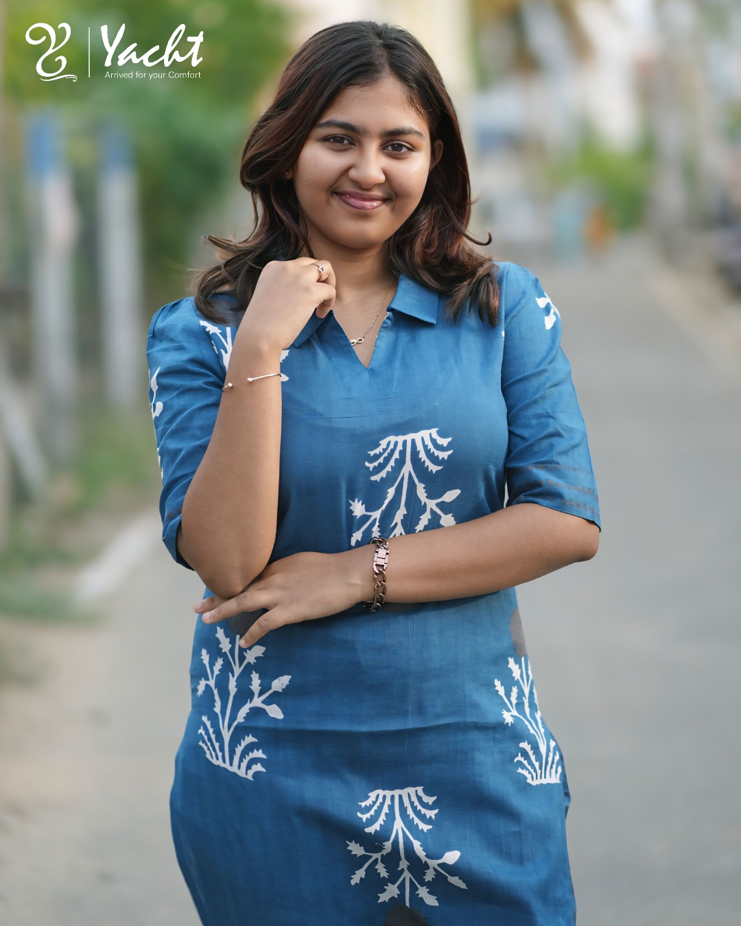 ✨ Sapphire Bloom Kurti Set