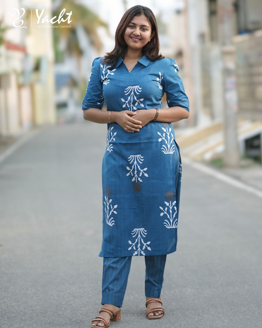 ✨ Sapphire Bloom Kurti Set
