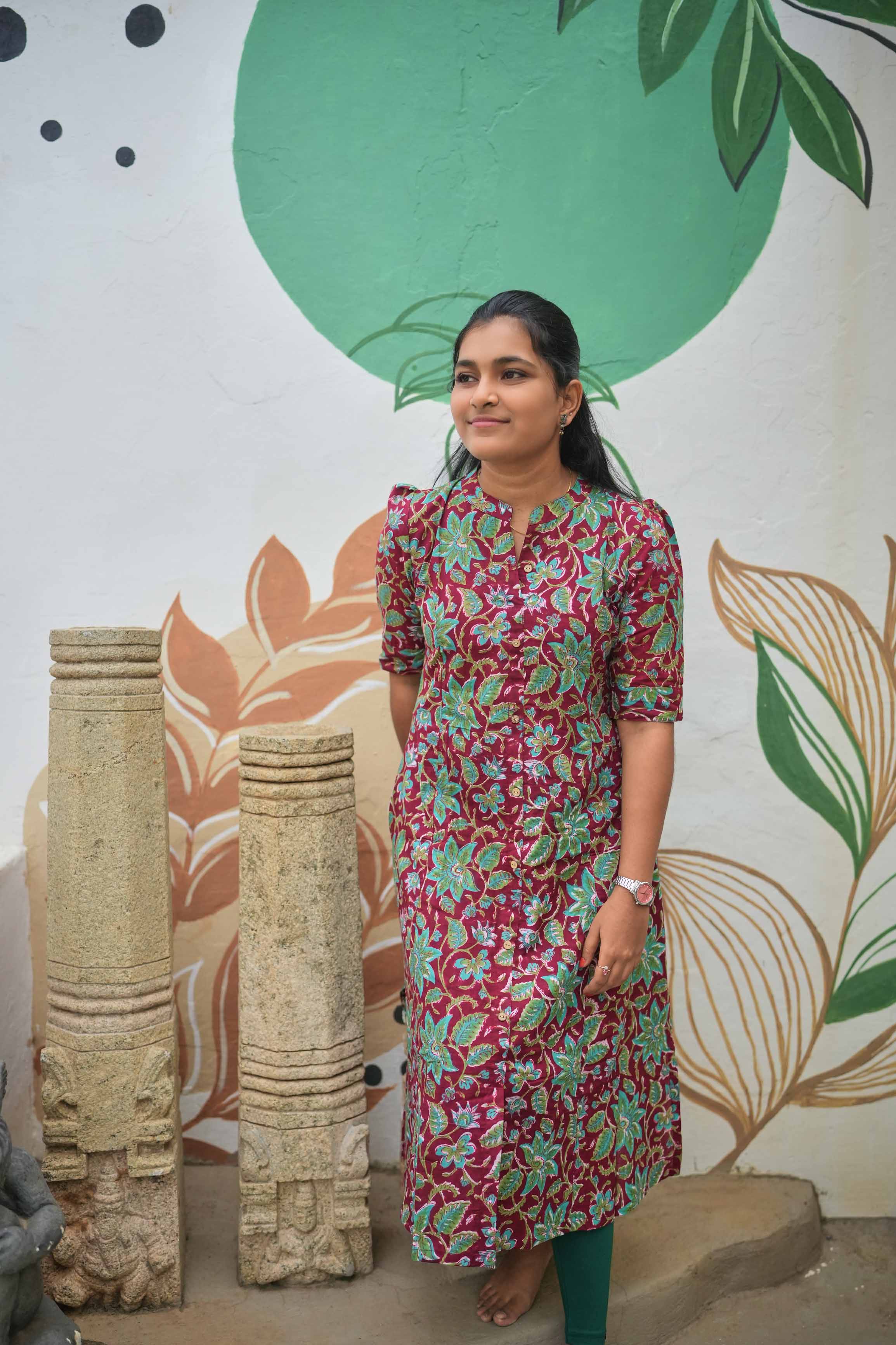 "♦️ Diamond Meadow A-Line Kurti"
