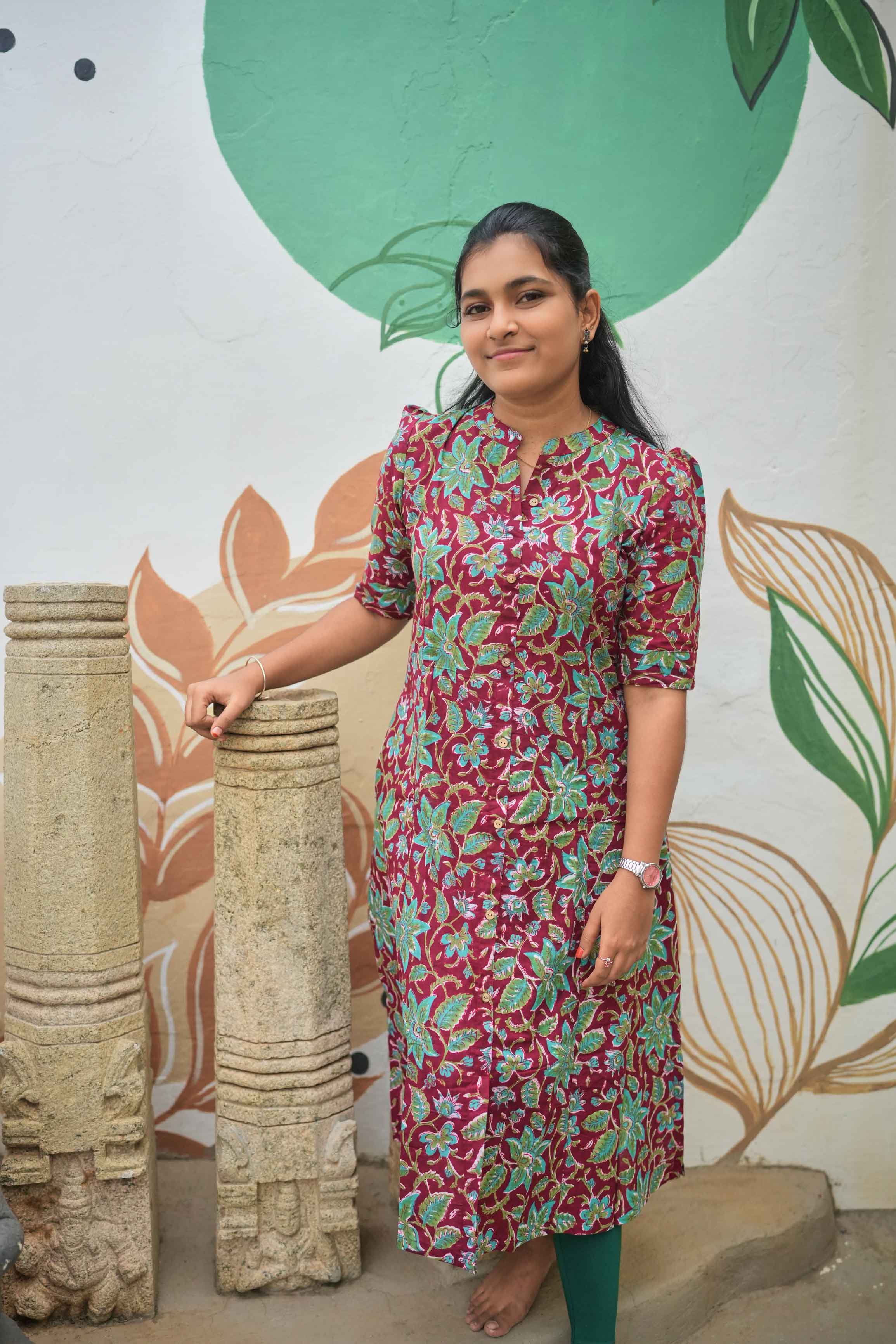 "♦️ Diamond Meadow A-Line Kurti"