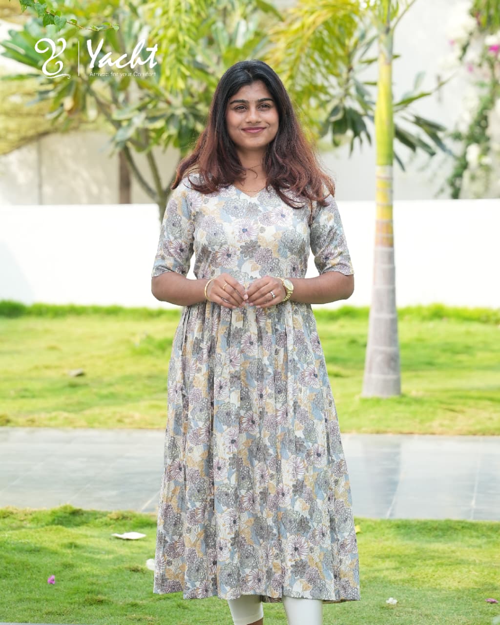 🤍Pastel Bloom Flared Maxi