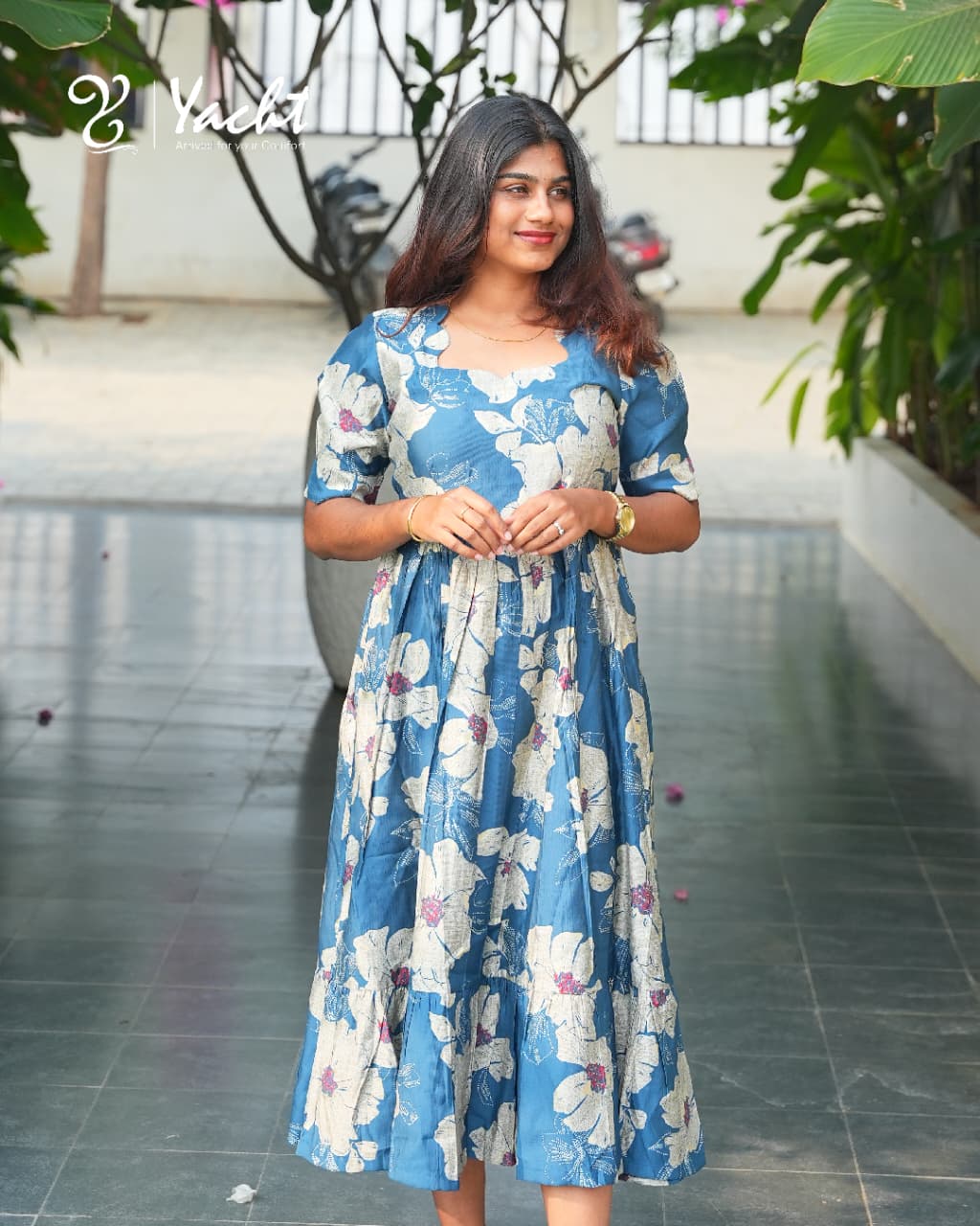 💙Midnight Bloom Flared Maxi