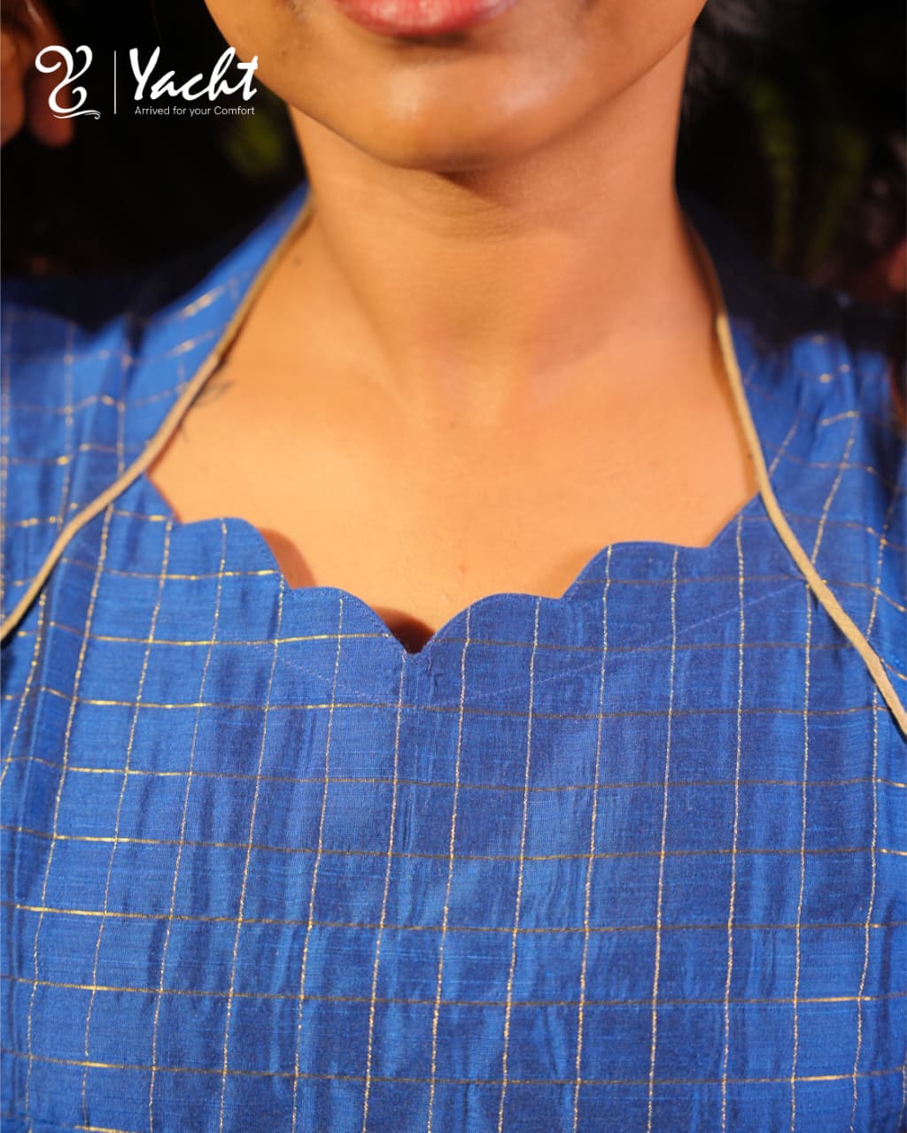 💙 Royal Blue Checkered Kurti Set