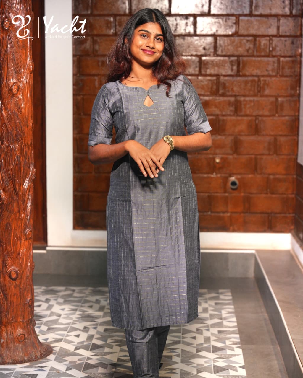 🌑 Charcoal Glow Straight Kurti Set