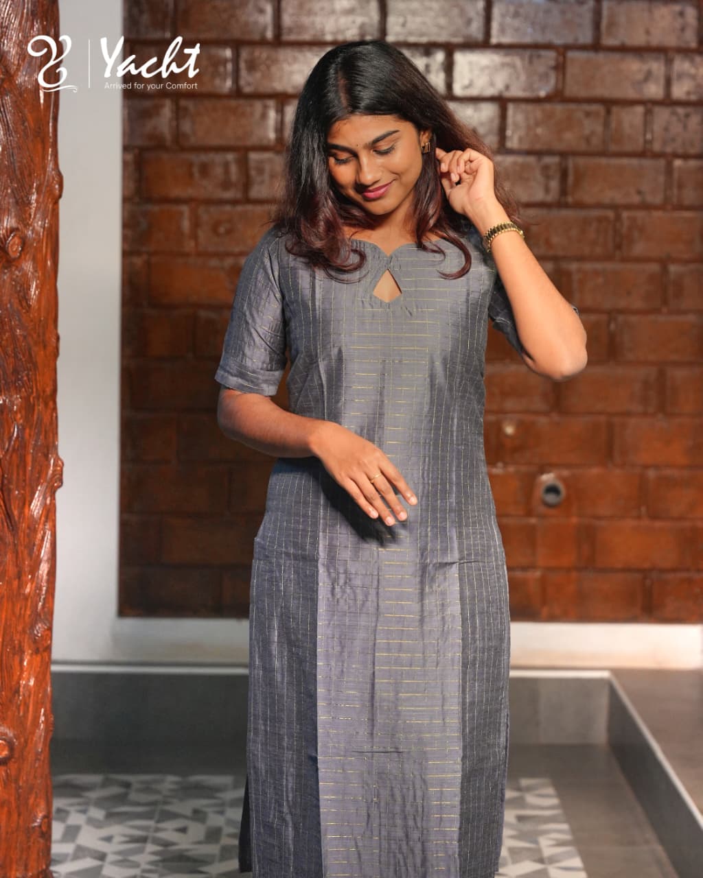🌑 Charcoal Glow Straight Kurti Set