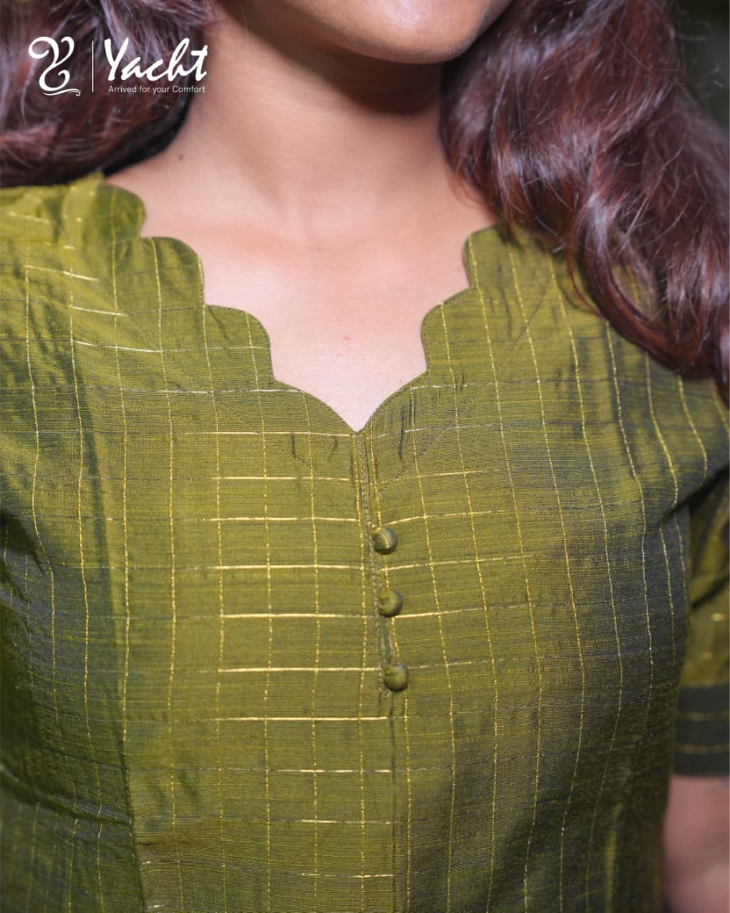 🌿 Olive Stripe Straight Kurti Set