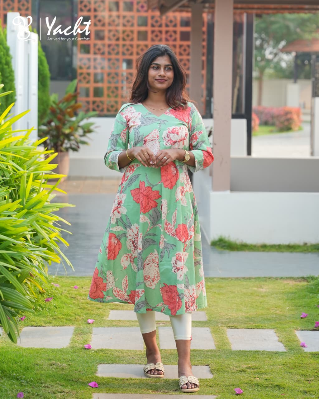 ☘️Mint Blossom A-Line Kurti