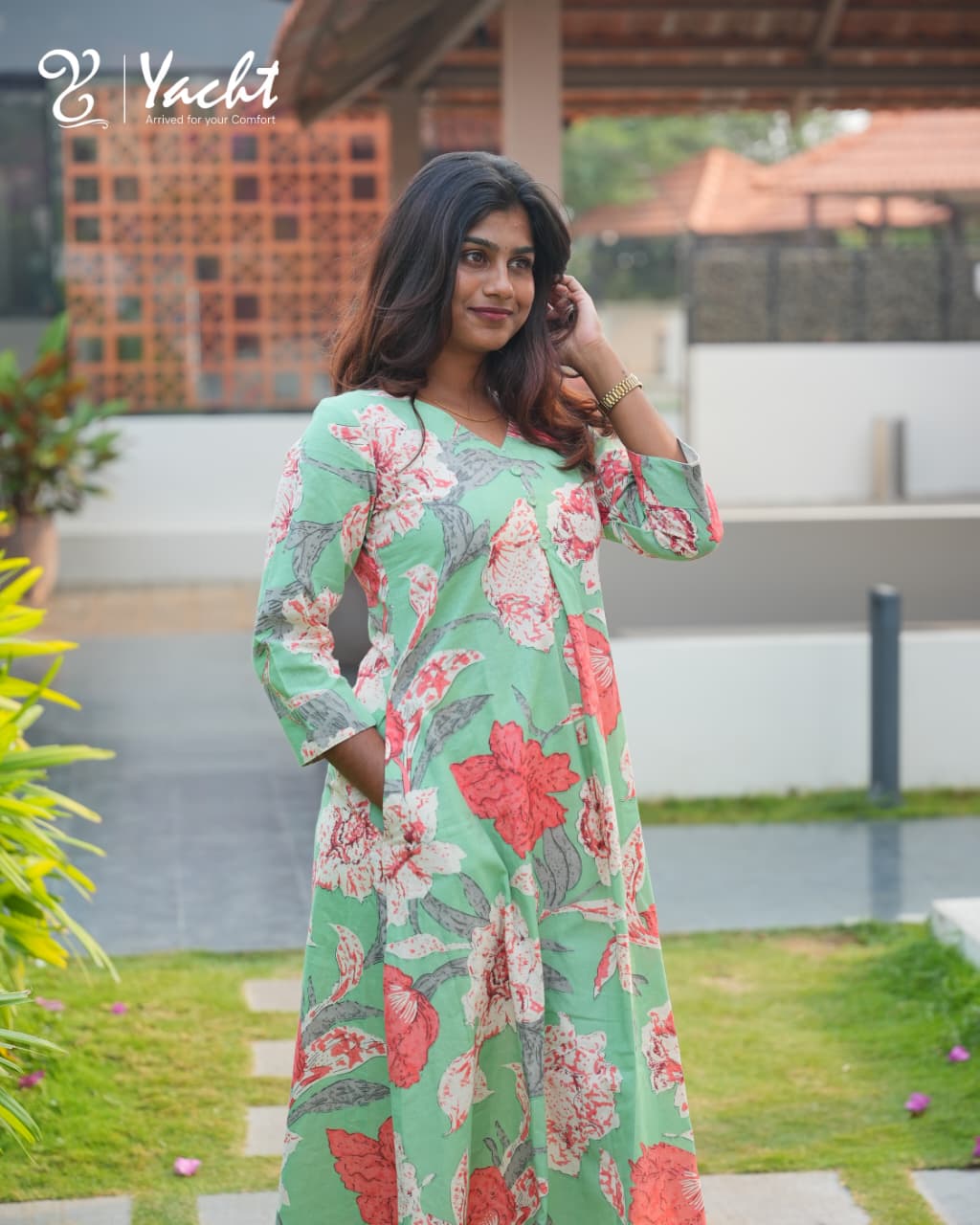 ☘️Mint Blossom A-Line Kurti