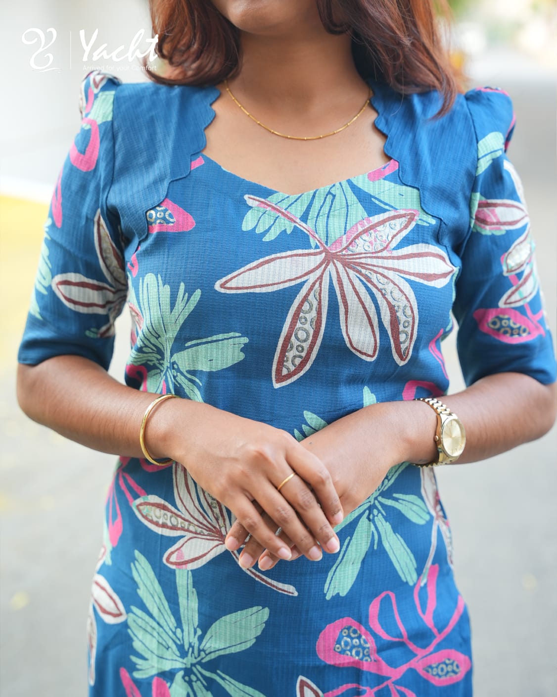💙 Floral Fusion Kurti Set